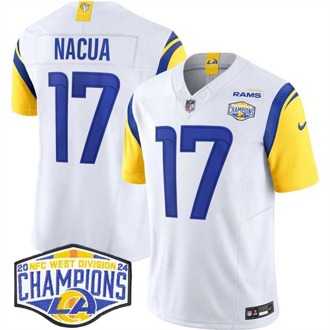 Men%27s Los Angeles Rams #17 Puka Nacua White 2024 NFC West Champions F.U.S.E. Vapor Untouchable Stitched Jersey->los angeles rams->NFL Jersey